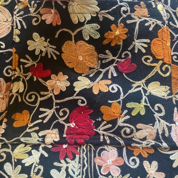 Becky Bag Black and Floral Crossbody Bag with Fringe Boho Western Embroidered - Picture 3 of 10